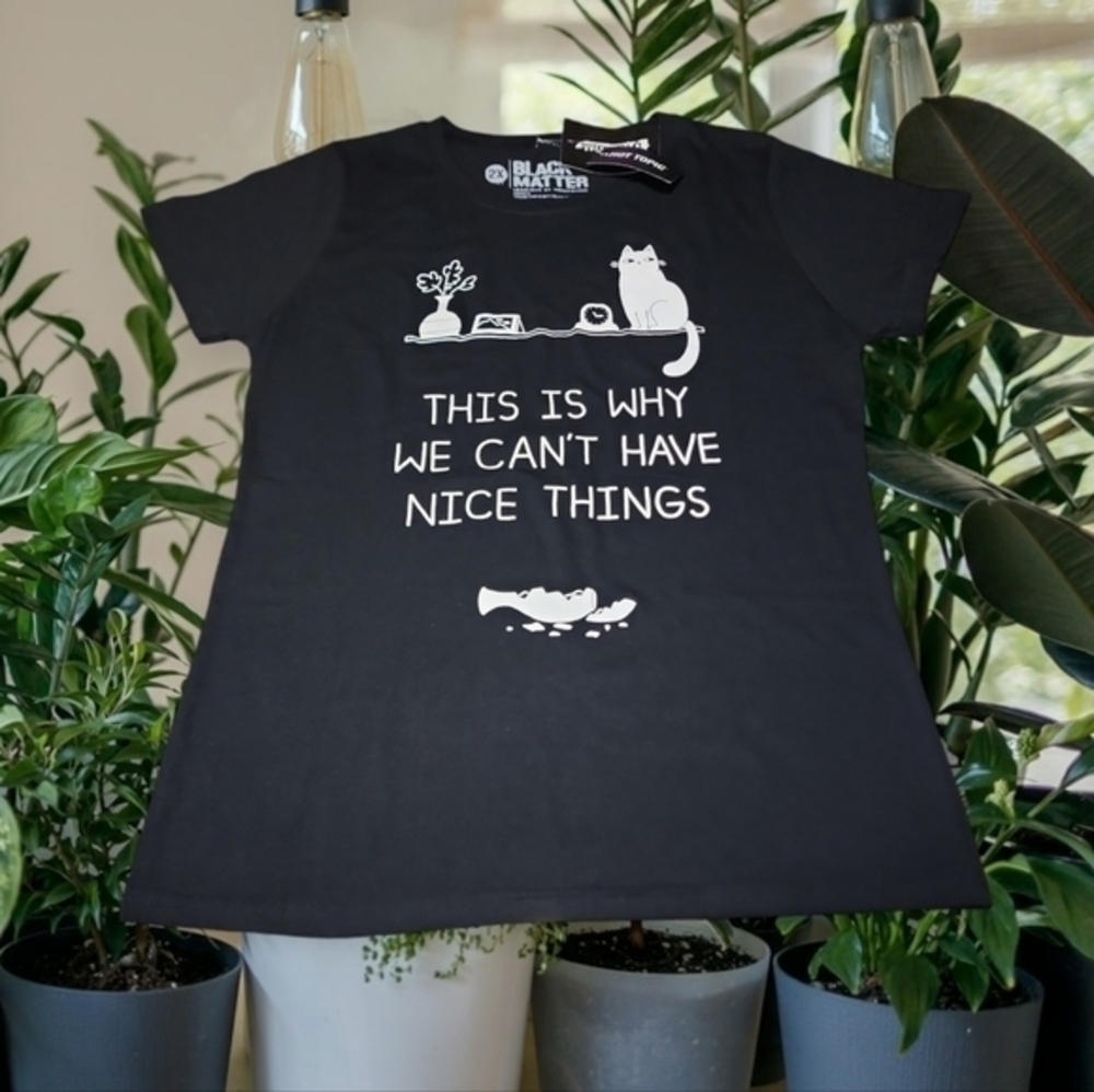 Black Matter T-Shirt Juniors Cat Graphic Nice Things Hot Topic Black 2X*